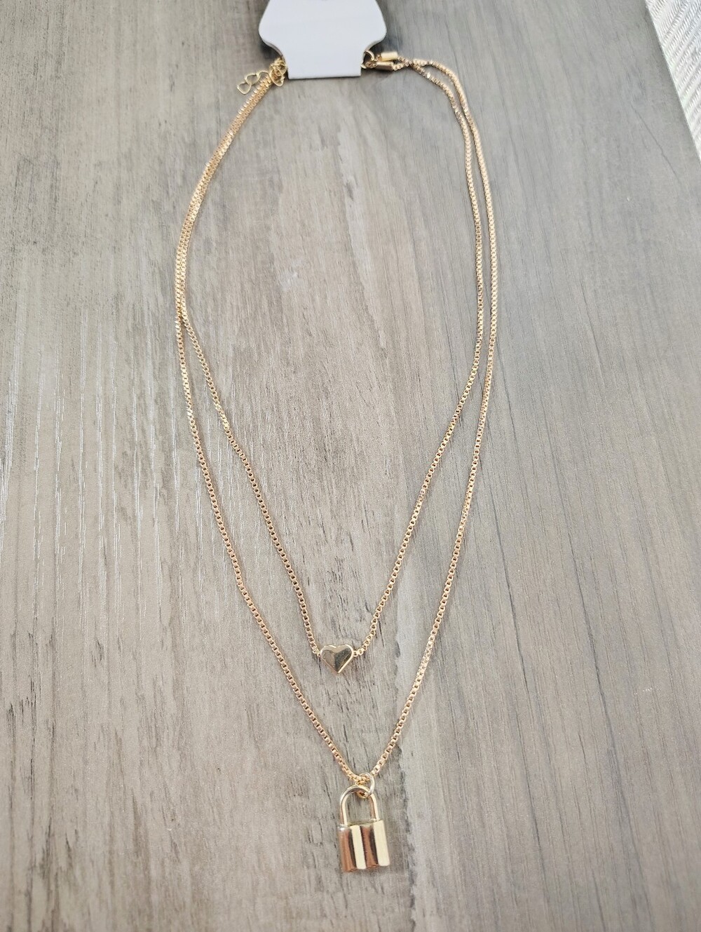 Gold Layered Heart & Padlock Necklace